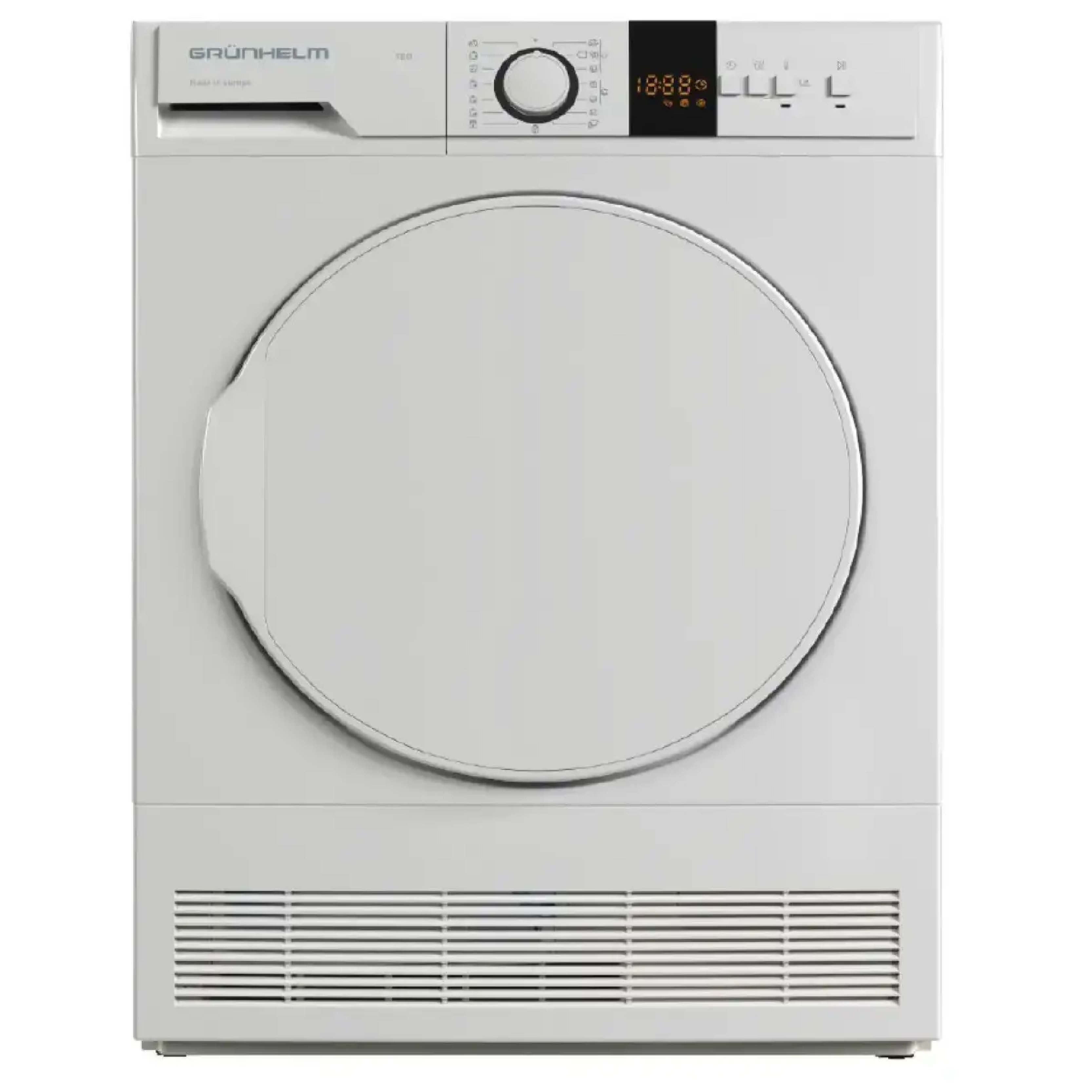 Сушильна машина GDV-8СD1W (дісплей, біла, 8кг. конденсаційна) (GRUNHELM)